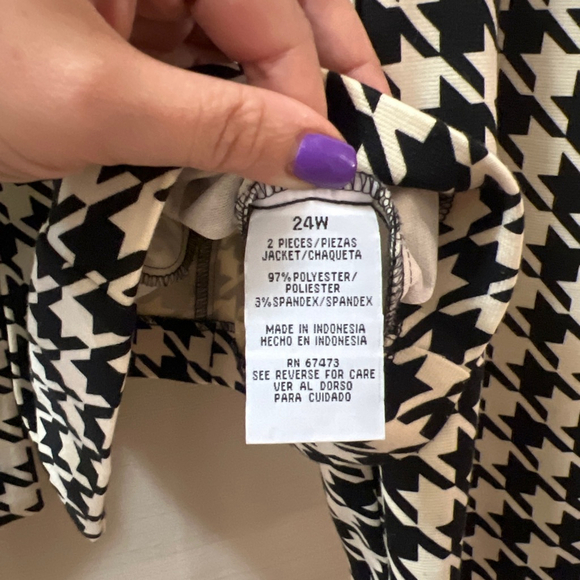 Danny & Nicole houndstooth ruffled open front blazer size 24W (3x) classic - Picture 4 of 8